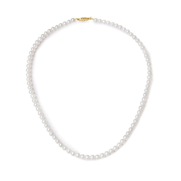 4.5-5.5mm A Freshwater Cultured Pearl Necklace with Filigree Clasp in Yellow Gold 