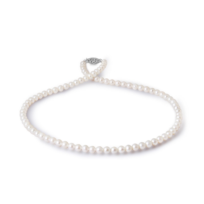 4.5-5.5mm AA Freshwater Cultured Pearl Necklace with Filigree Clasp in White Gold Product Image