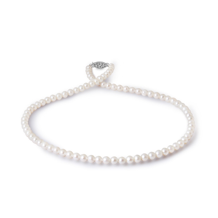 4.5-5.5mm AA Freshwater Cultured Pearl Necklace with Filigree Clasp in White Gold product image