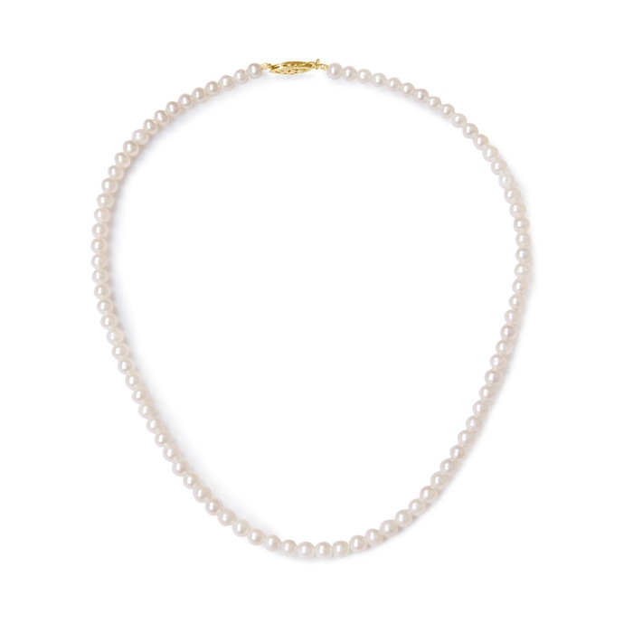 4.5-5.5mm AA Freshwater Cultured Pearl Necklace with Filigree Clasp in Yellow Gold