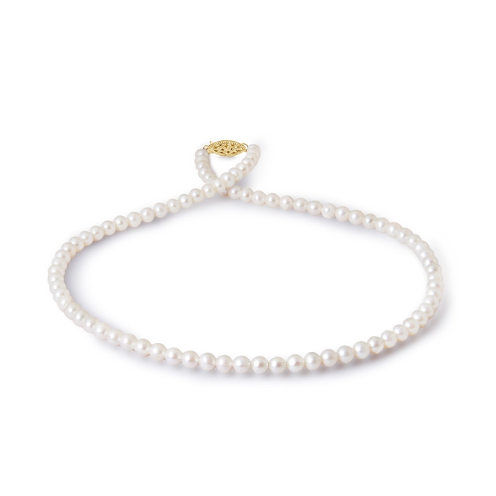4.5-5.5mm AA Freshwater Cultured Pearl Necklace with Filigree Clasp in Yellow Gold - side 199