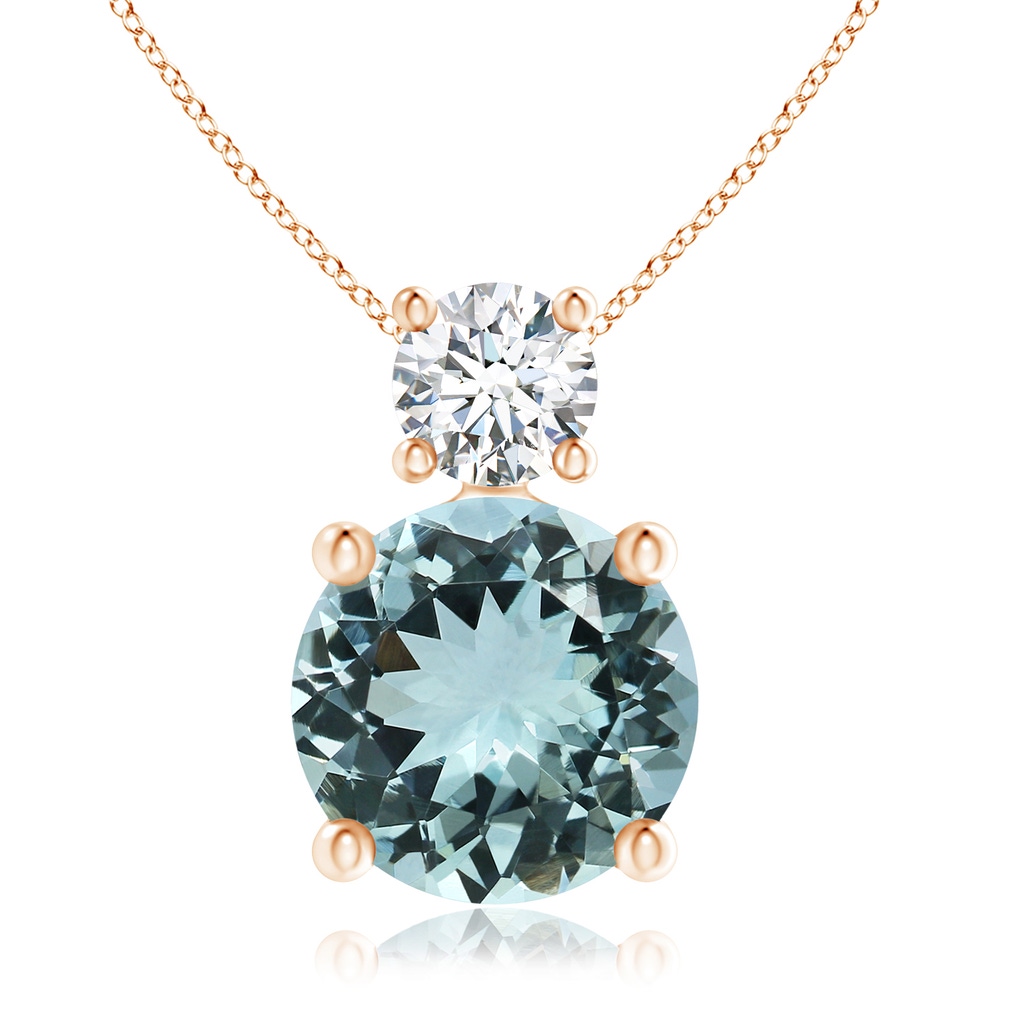 10.07x9.88x5.60mm AAA GIA Certified Classic Aquamarine Solitaire Pendant with Diamond in Rose Gold