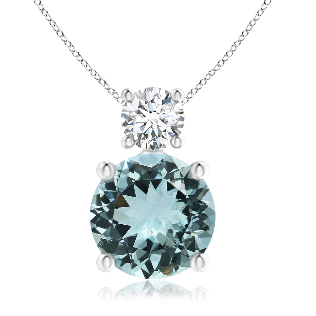 10.07x9.88x5.60mm AAA GIA Certified Classic Aquamarine Solitaire Pendant with Diamond in White Gold