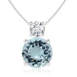 10.17x10.08x5.85mm AAA GIA Certified Classic Aquamarine Solitaire Pendant with Diamond in White Gold