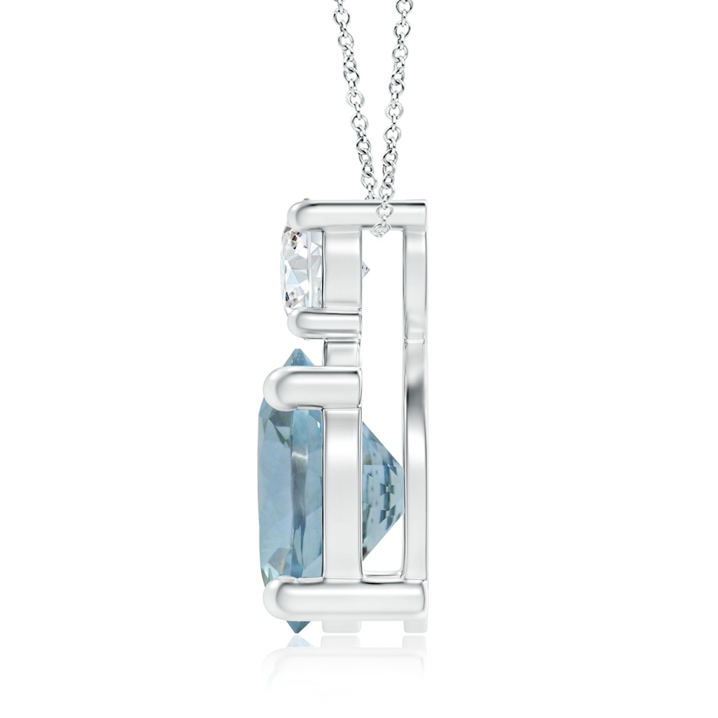 10.17x10.08x5.85mm AAA GIA Certified Classic Aquamarine Solitaire Pendant with Diamond in White Gold - side 199