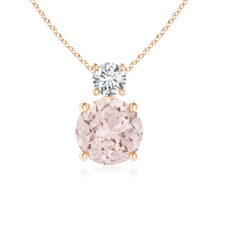 6mm A Classic Morganite Solitaire Pendant with Diamond in Rose Gold