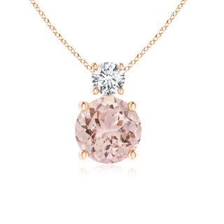 6mm AAA Classic Morganite Solitaire Pendant with Diamond in 9K Rose Gold