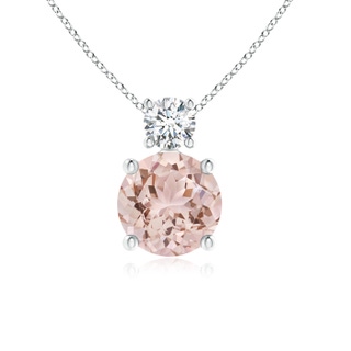 6mm AAA Classic Morganite Solitaire Pendant with Diamond in White Gold