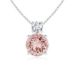 6mm AAAA Classic Morganite Solitaire Pendant with Diamond in P950 Platinum