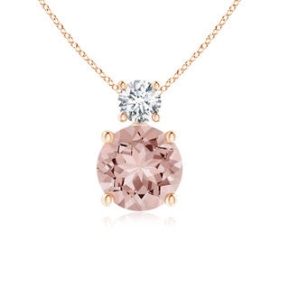 6mm AAAA Classic Morganite Solitaire Pendant with Diamond in Rose Gold