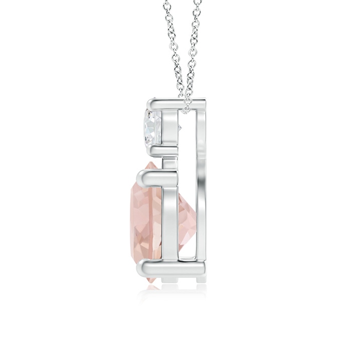 7mm AAA Classic Morganite Solitaire Pendant with Diamond in White Gold product image