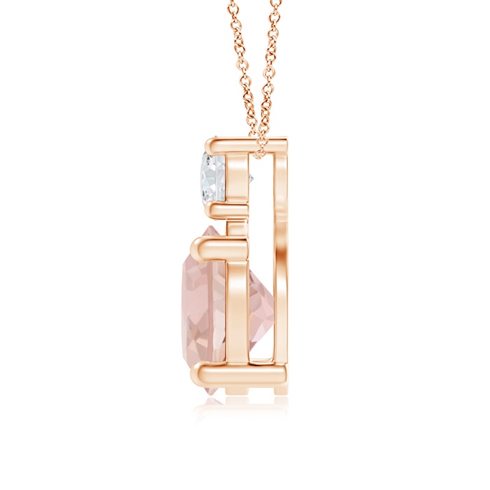 7mm AAAA Classic Morganite Solitaire Pendant with Diamond in Rose Gold product image