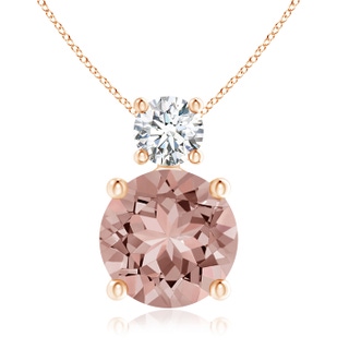 8mm AAAA Classic Morganite Solitaire Pendant with Diamond in Rose Gold