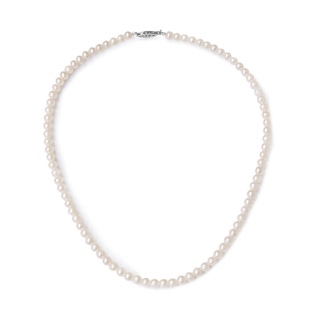6.5-7.5mm AA Freshwater Cultured Pearl Strand with Filigree Clasp in White Gold