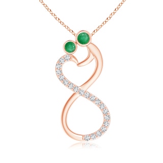 3.2mm A Mom & Me Emerald Two Stone Infinity Pendant in 9K Rose Gold