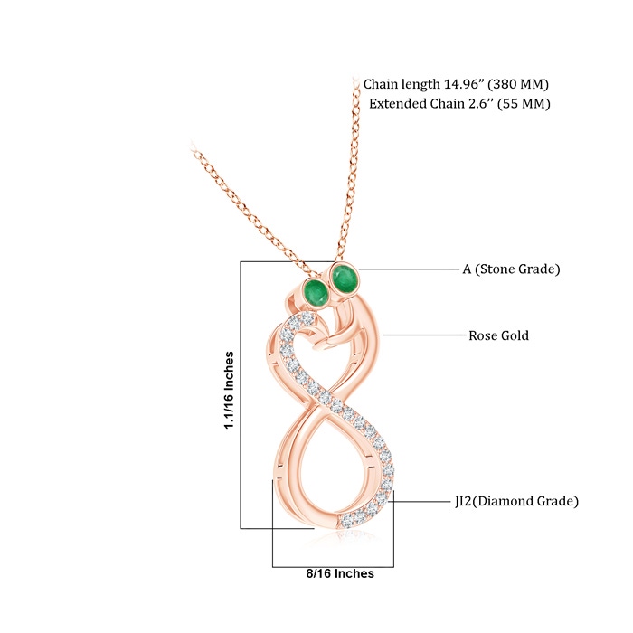 3.2mm A Mom & Me Emerald Two Stone Infinity Pendant in Rose Gold product image