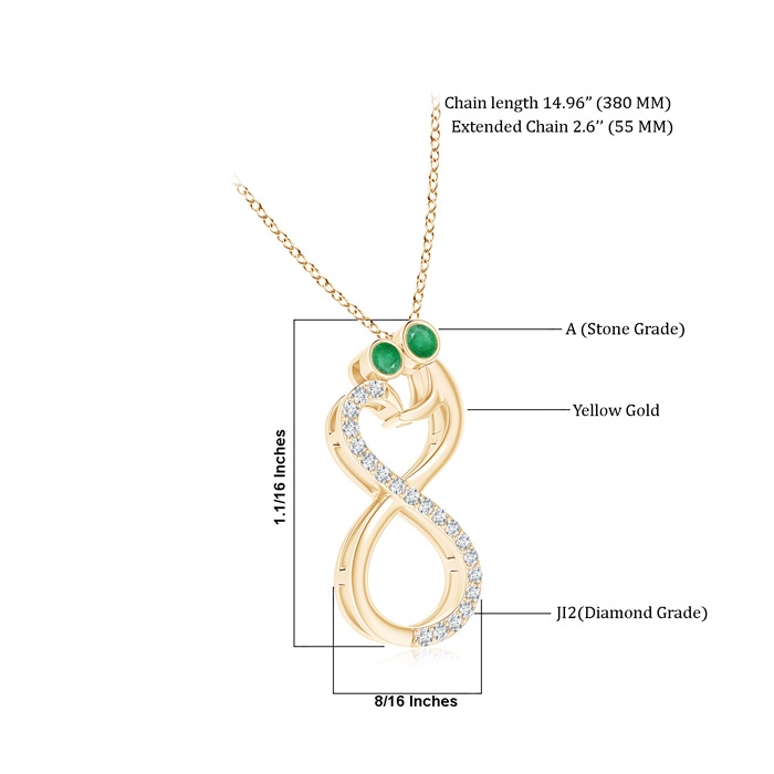 3.2mm A Mom & Me Emerald Two Stone Infinity Pendant in Yellow Gold product image