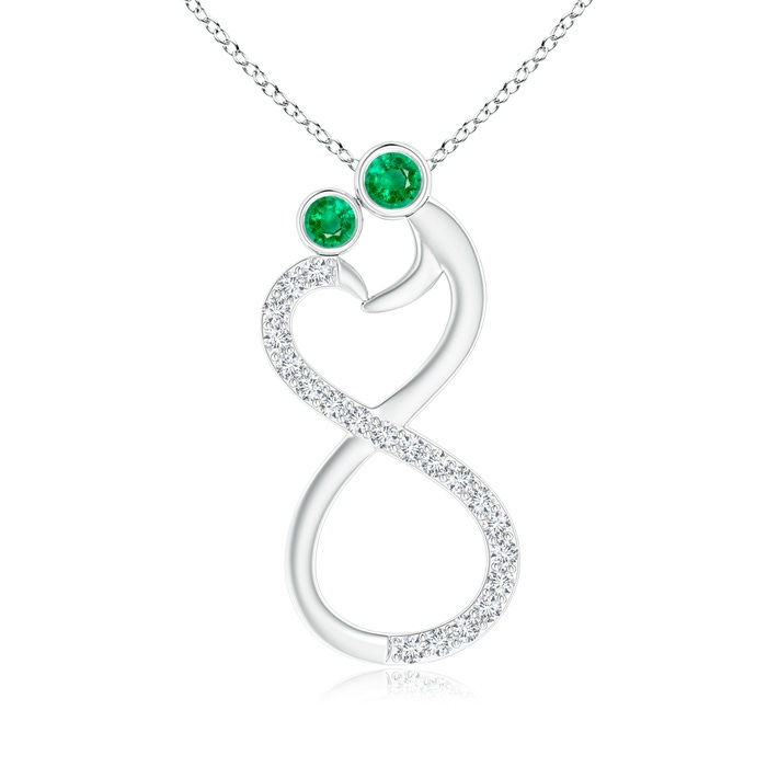 3.2mm AAA Mom & Me Emerald Two Stone Infinity Pendant in P950 Platinum 