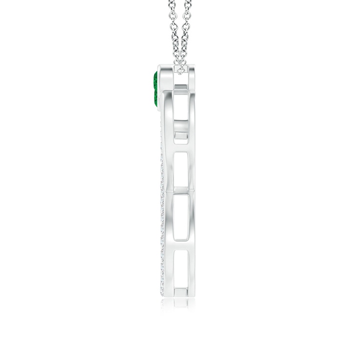 3.2mm AAA Mom & Me Emerald Two Stone Infinity Pendant in White Gold Product Image