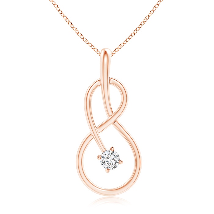 4mm HSI2 Solitaire Diamond Infinity Knot Pendant in Rose Gold