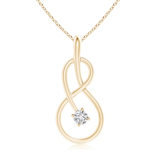 4mm HSI2 Solitaire Diamond Infinity Knot Pendant in Yellow Gold