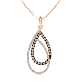 1.2mm A Interlinked Brown and White Diamond Loop Drop Pendant in 10K Rose Gold