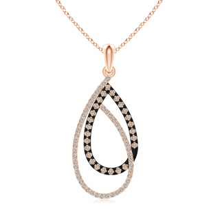 1.2mm A Interlinked Brown and White Diamond Loop Drop Pendant in 9K Rose Gold