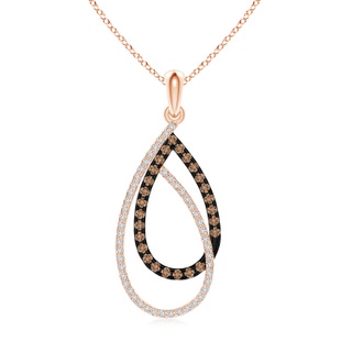 1.2mm AAA Interlinked Brown and White Diamond Loop Drop Pendant in 9K Rose Gold