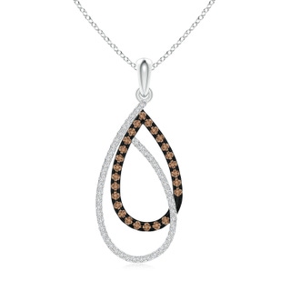 1.2mm AAA Interlinked Brown and White Diamond Loop Drop Pendant in White Gold