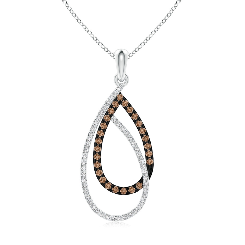 1.2mm AAA Interlinked Brown and White Diamond Loop Drop Pendant in White Gold 