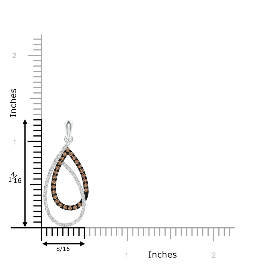 1.2mm AAA Interlinked Brown and White Diamond Loop Drop Pendant in White Gold product image