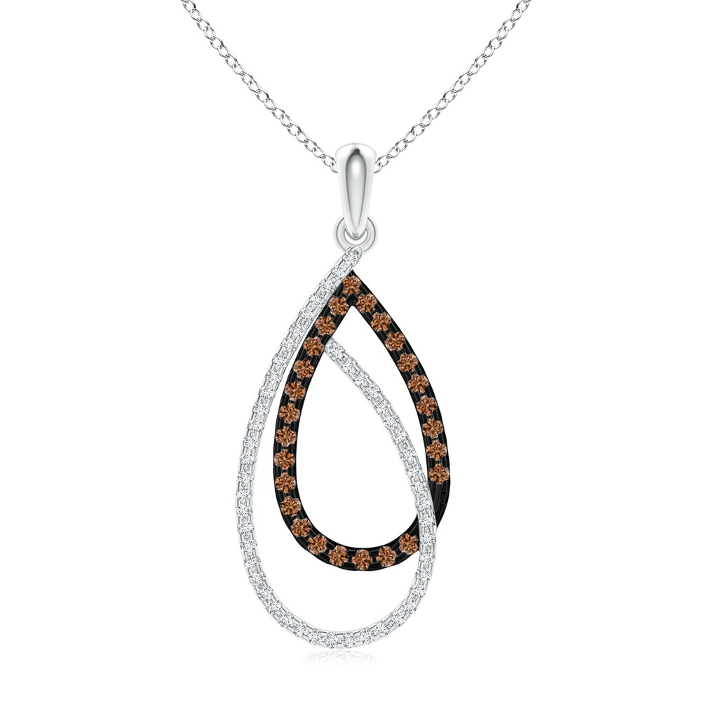 1.2mm AAAA Interlinked Brown and White Diamond Loop Drop Pendant in P950 Platinum