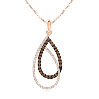 1.2mm AAAA Interlinked Brown and White Diamond Loop Drop Pendant in Rose Gold