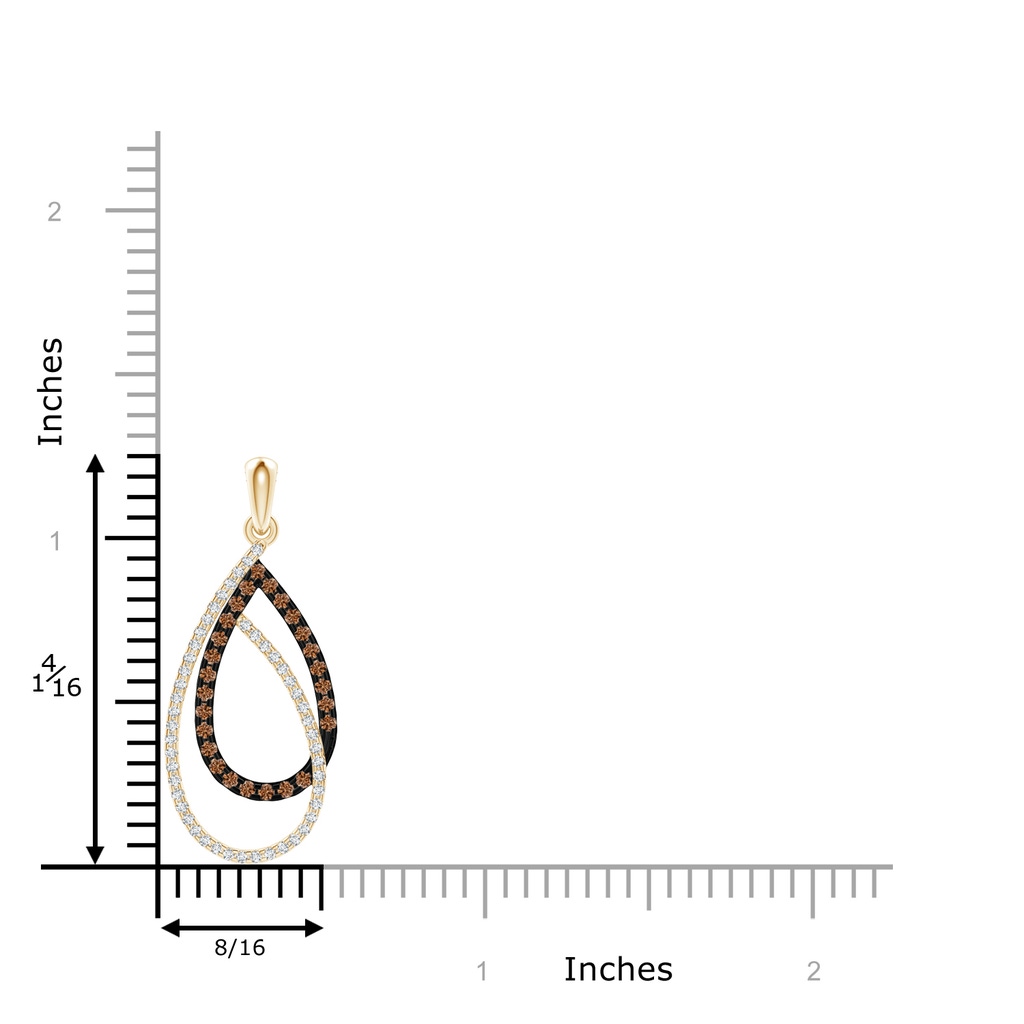 1.2mm AAAA Interlinked Brown and White Diamond Loop Drop Pendant in Yellow Gold Product Image