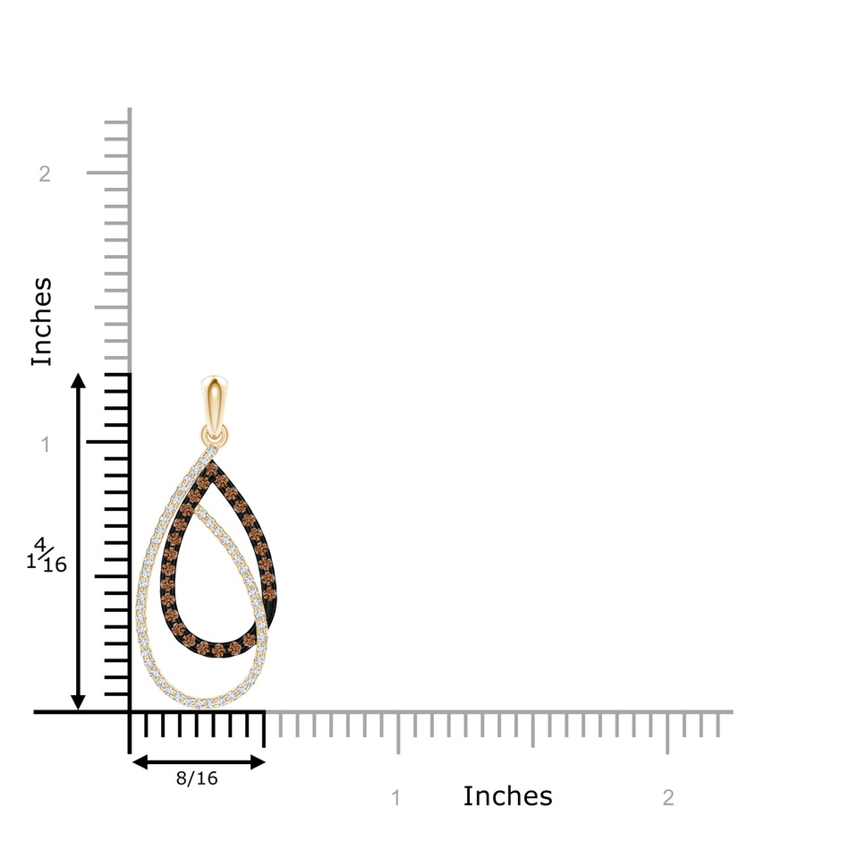 1.2mm AAAA Interlinked Brown and White Diamond Loop Drop Pendant in Yellow Gold product image