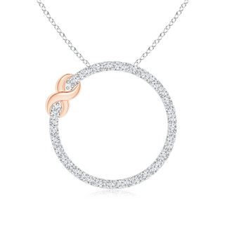 1.25mm GVS2 Eternity Round Diamond Circle Infinity Necklace in Two Tone in White Gold Rose Gold