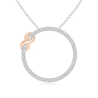 1.25mm HSI2 Eternity Round Diamond Circle Infinity Necklace in Two Tone in 9K White Gold 9K Rose Gold