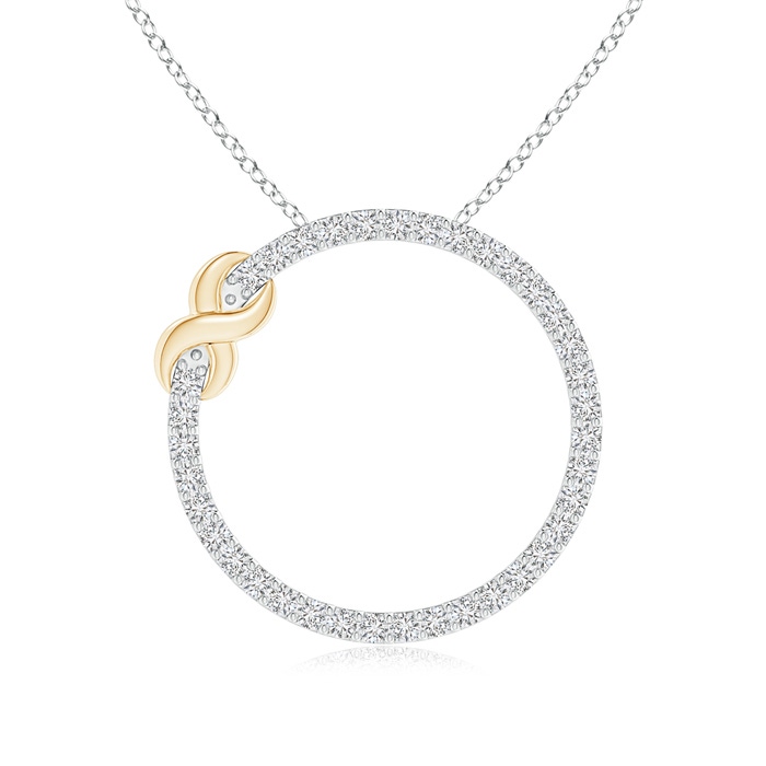 1.25mm HSI2 Eternity Round Diamond Circle Infinity Necklace in Two Tone in White Gold Yellow Gold