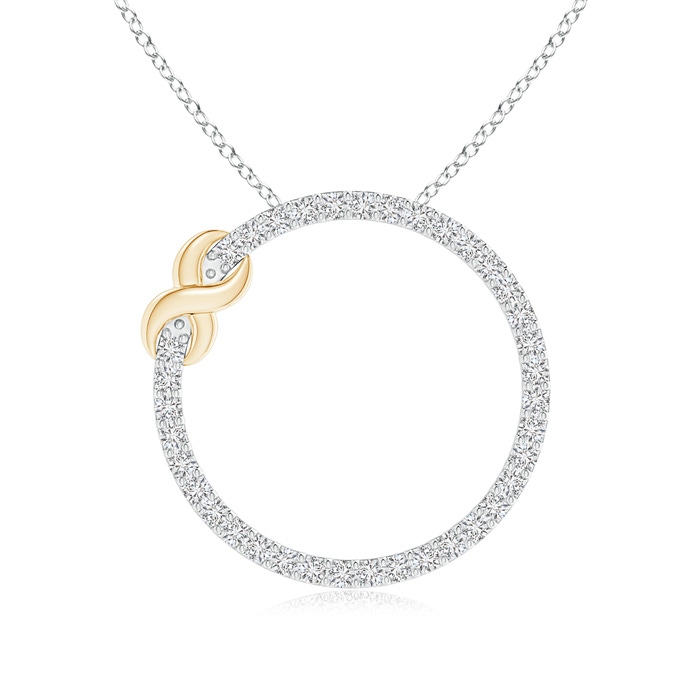 1.25mm HSI2 Eternity Round Diamond Circle Infinity Necklace in Two Tone in White Gold Yellow Gold 