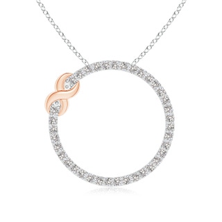 1.25mm IJI1I2 Eternity Round Diamond Circle Infinity Necklace in Two Tone in 9K White Gold 9K Rose Gold