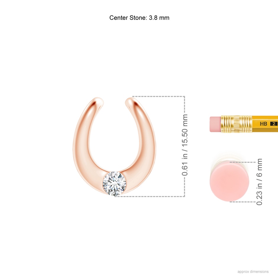3.8mm GVS2 Gypsy-Set Diamond Horseshoe Pendant in Rose Gold ruler
