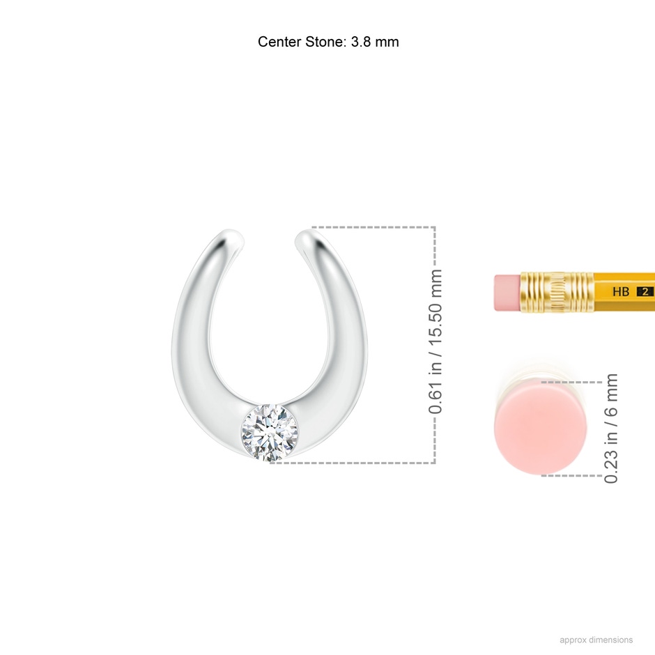 3.8mm GVS2 Gypsy-Set Diamond Horseshoe Pendant in White Gold ruler