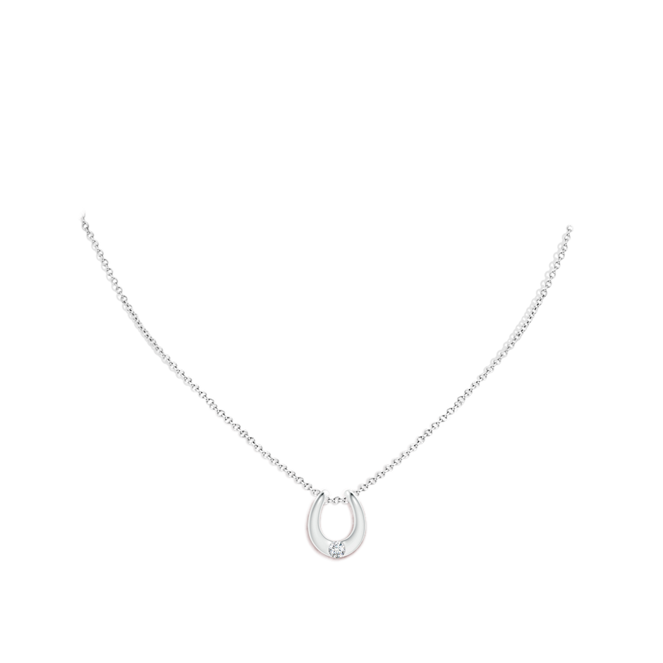 3.8mm GVS2 Gypsy-Set Diamond Horseshoe Pendant in White Gold body-neck