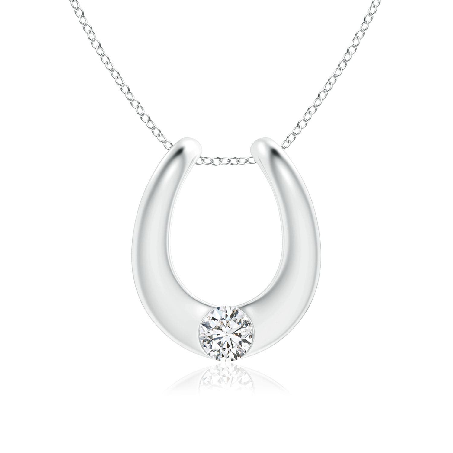 3.8mm HSI2 Gypsy-Set Diamond Horseshoe Pendant in 18K White Gold