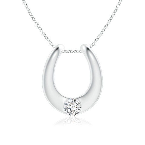 3.8mm HSI2 Gypsy-Set Diamond Horseshoe Pendant in 18K White Gold
