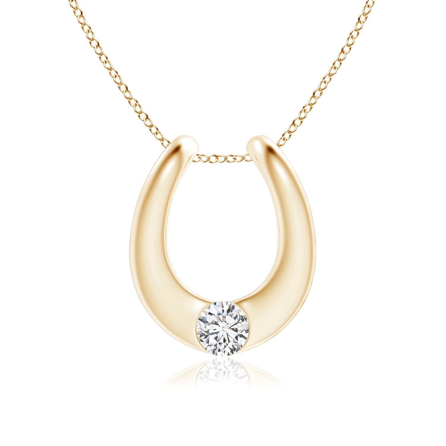 3.8mm HSI2 Gypsy-Set Diamond Horseshoe Pendant in 18K Yellow Gold