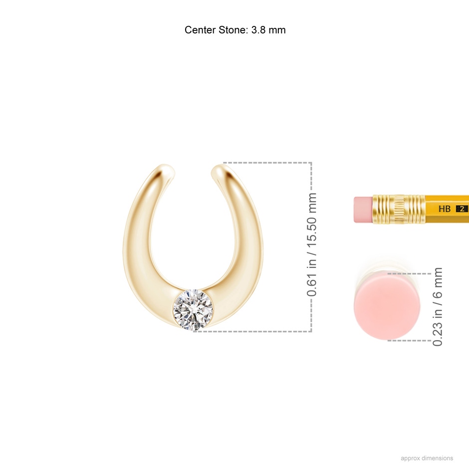 3.8mm IJI1I2 Gypsy-Set Diamond Horseshoe Pendant in Yellow Gold ruler