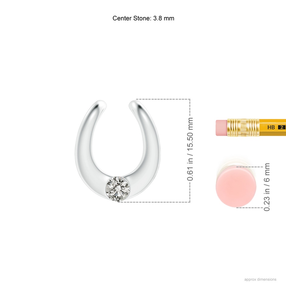3.8mm KI3 Gypsy-Set Diamond Horseshoe Pendant in White Gold ruler