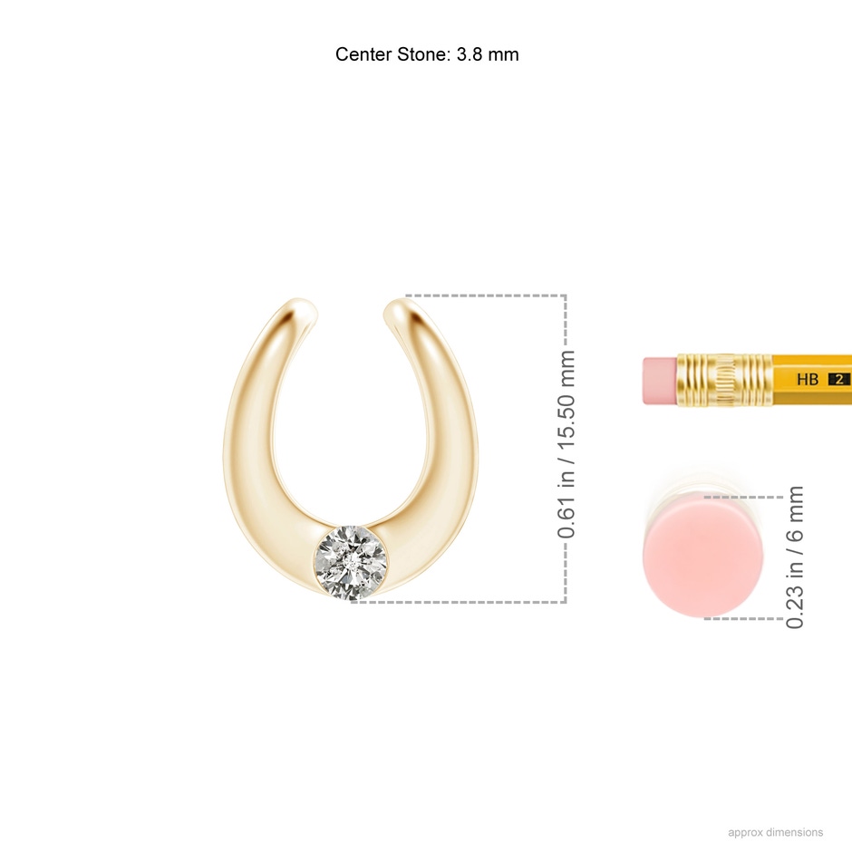3.8mm KI3 Gypsy-Set Diamond Horseshoe Pendant in Yellow Gold ruler
