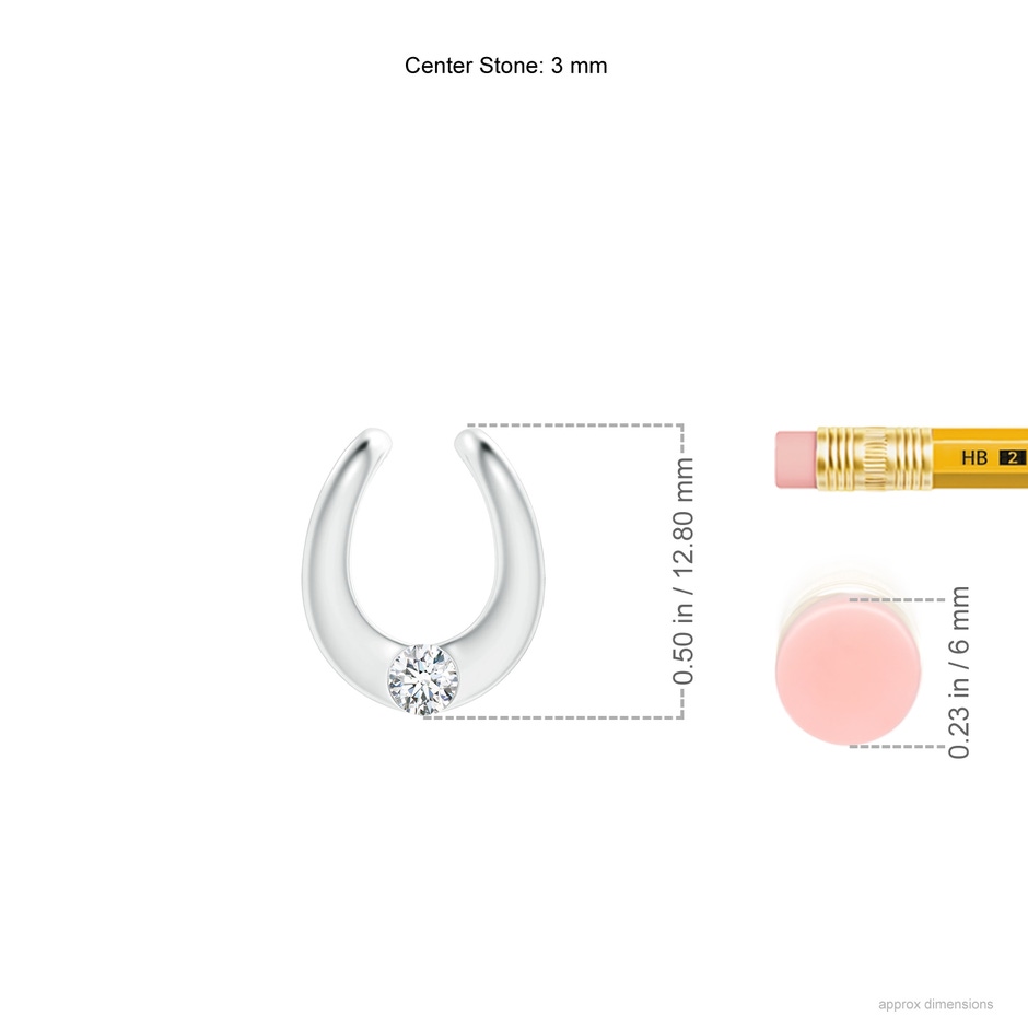 3mm GVS2 Gypsy-Set Diamond Horseshoe Pendant in White Gold ruler